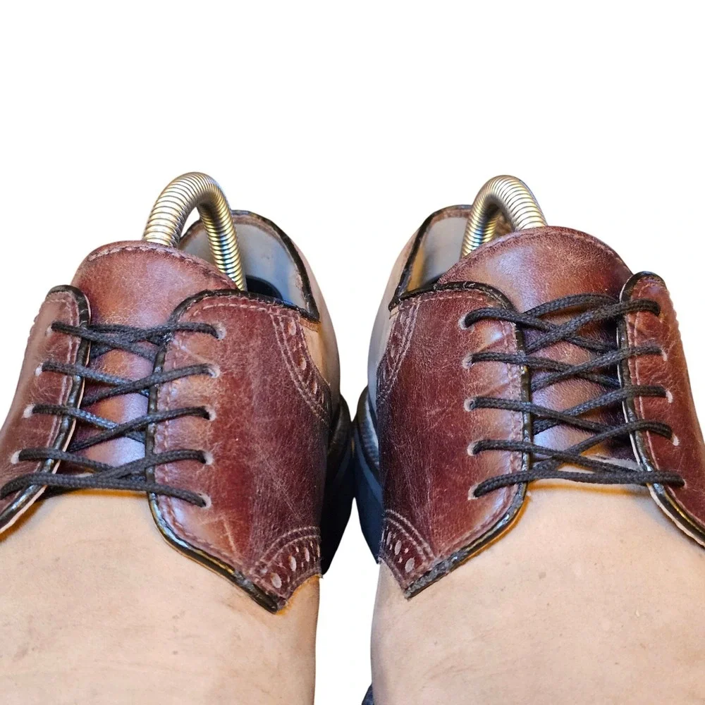 90s Vintage Tommy Hilfiger Men Saddle Shoe Tan Leather Suede Lace Up Size 7.5‎ M